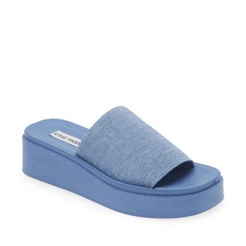 Steve Madden Gimmee Platform Wedge Sandal In Denim